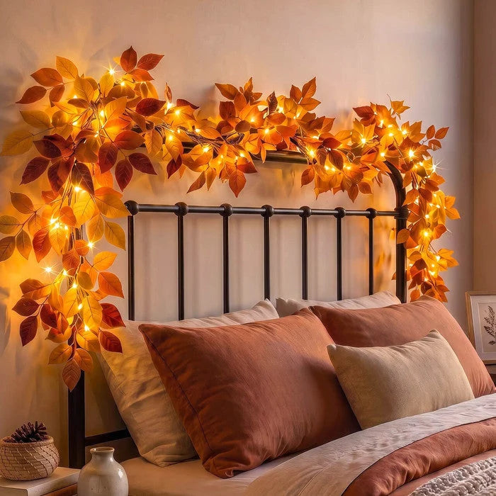 Foliage Garland Warm Golden Lights Battery-Powered 6 Ft