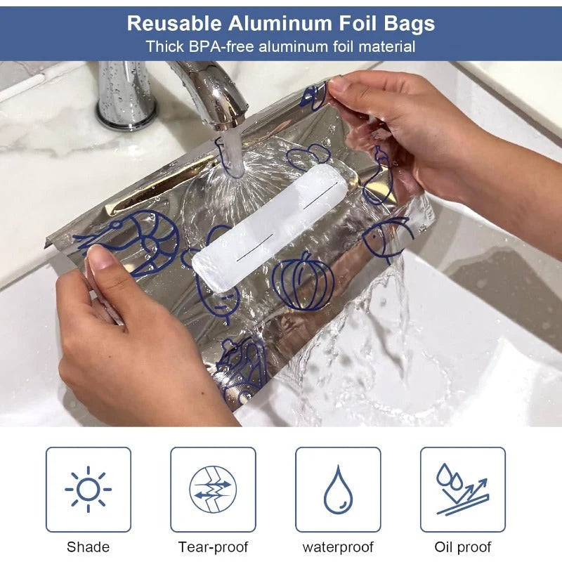 Food Storage Bags Aluminum Foil Airtight Zipper Freezer-Safe