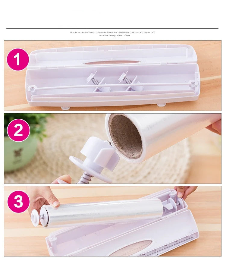 Food Wrap Dispenser Consistent-Cut Drawer Storage Multi-Wrap Compatible