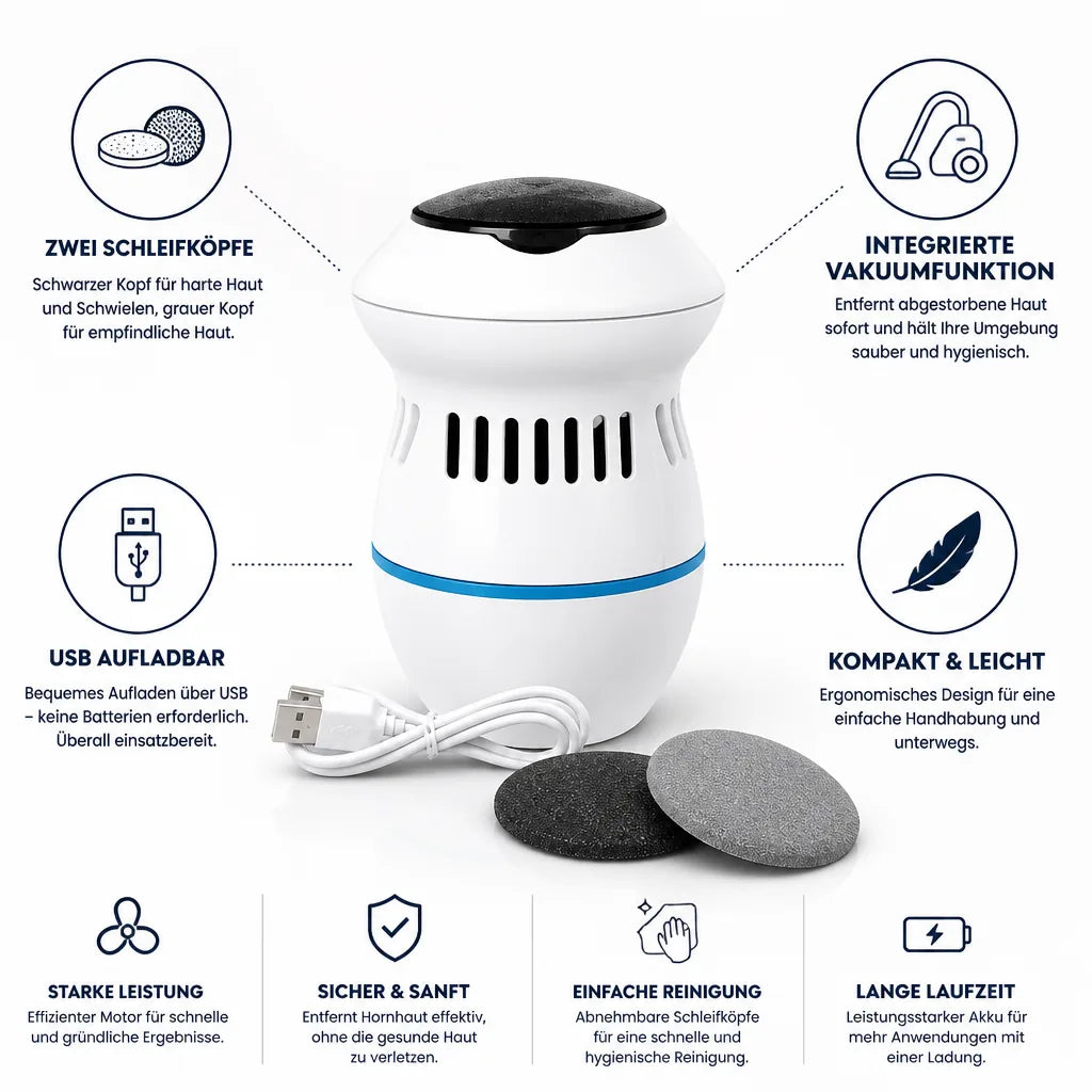 Foot Callus Remover USB Rechargeable Integrated Vacuum