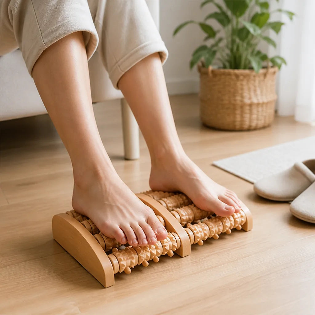 Foot Massage Roller Wooden Acupressure Pain Relief