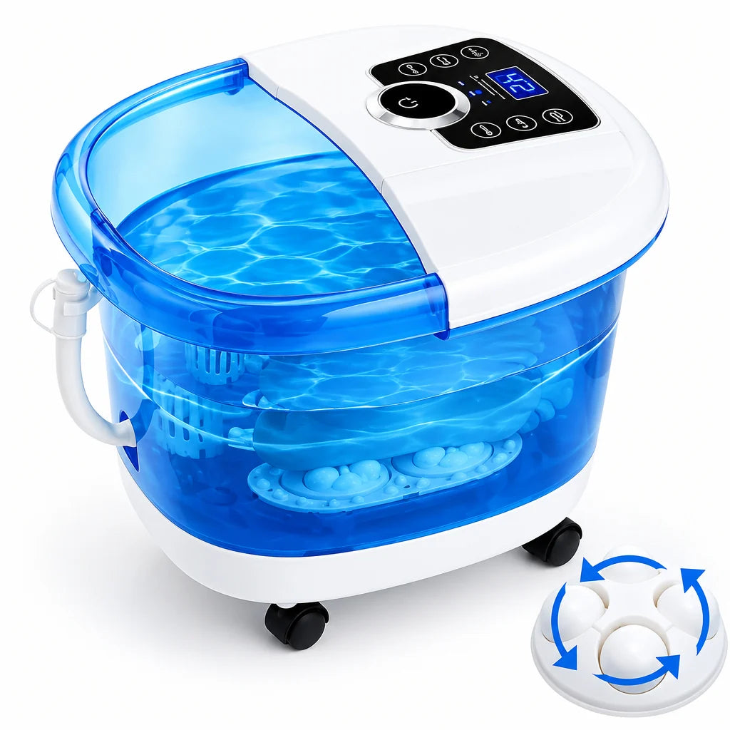 Foot Spa Massager Heated Rotating Rollers & Bubble Jets