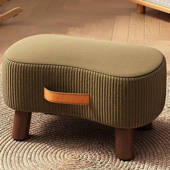 Footstool Pine Wood Frame Cushioned Stackable Seat