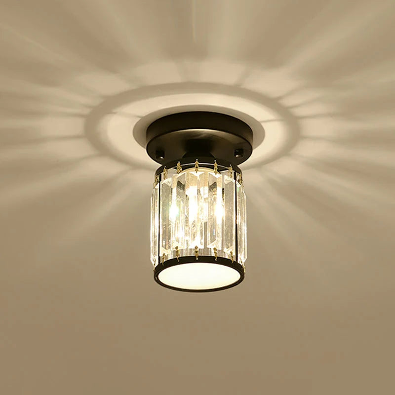 Foyer Ceiling Light Crystal Semi-Flush Low-Profile