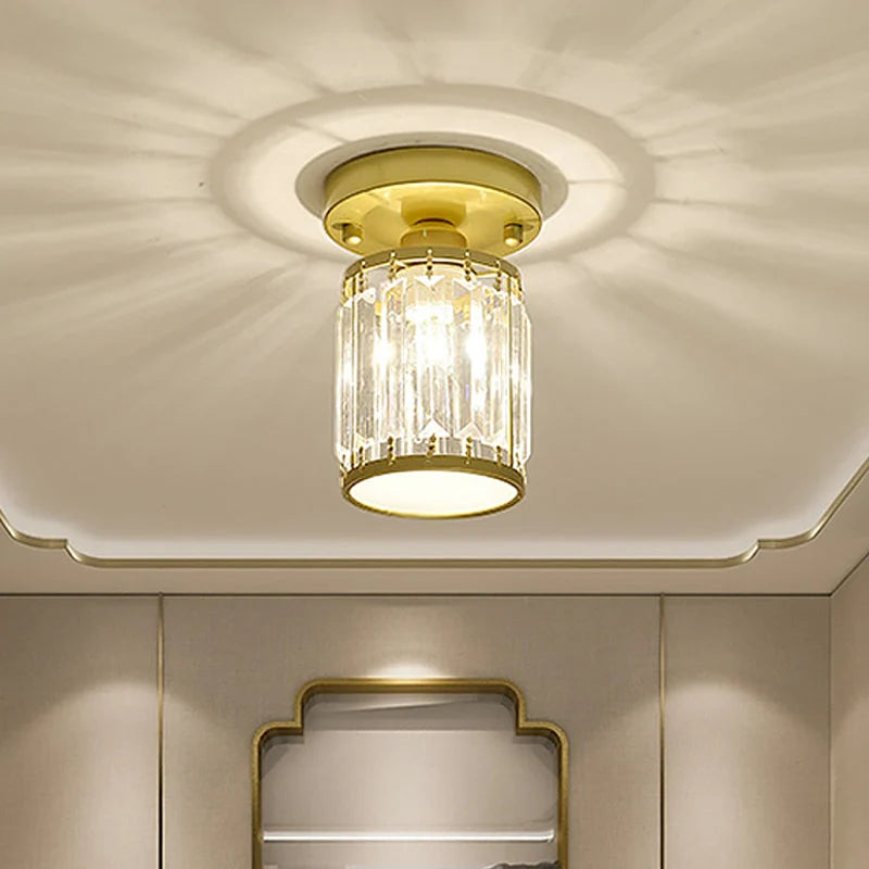 Foyer Ceiling Light Crystal Semi-Flush Low-Profile