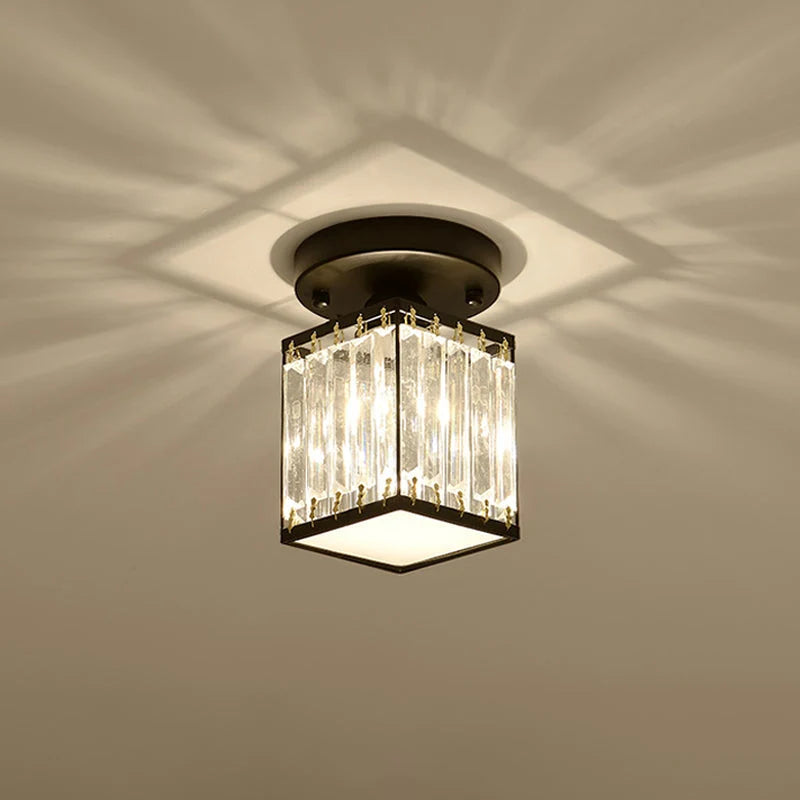 Foyer Ceiling Light Crystal Semi-Flush Low-Profile