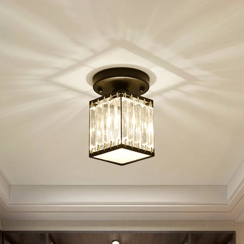 Foyer Ceiling Light Crystal Semi-Flush Low-Profile