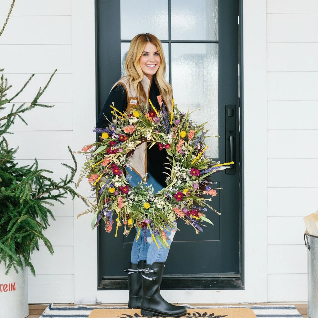 Front Door Wreath Shape-Retaining & Weather-Resistant