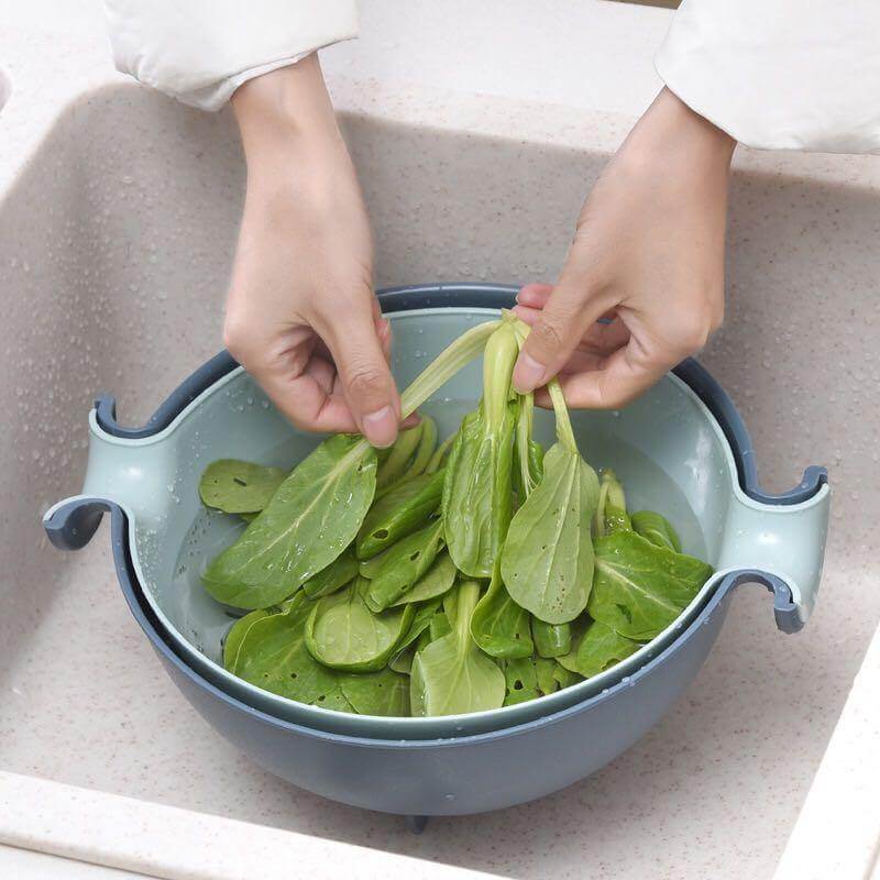Fruit And Vegetable Colander Double-Layer Stackable Drain Basket