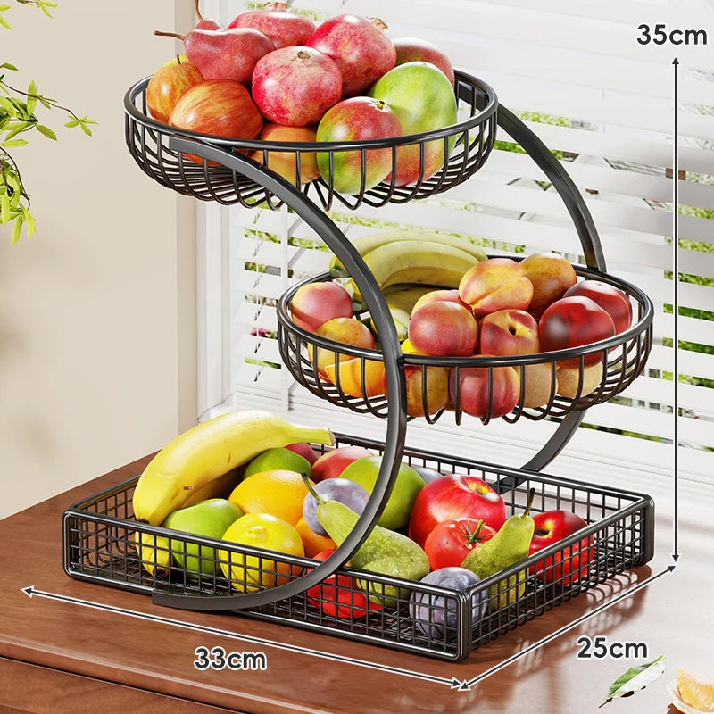 Fruit Basket Three-Tier Mesh Space-Saving