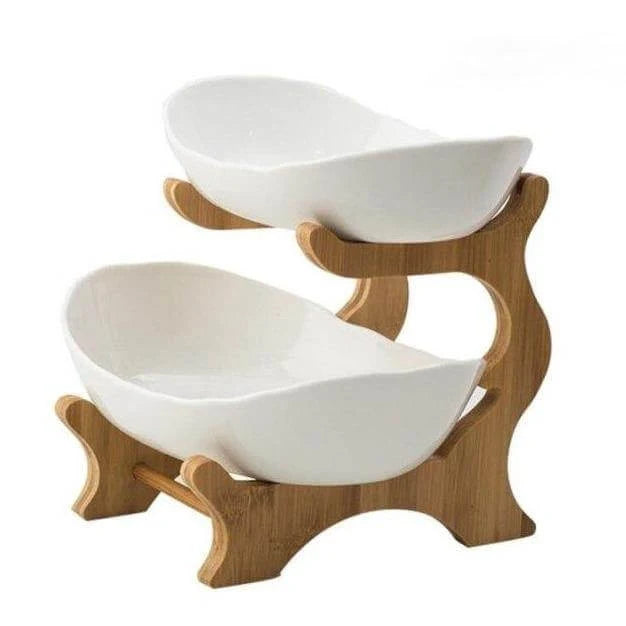 Fruit Serving Stand Tiered Bamboo Support Space-Saving Countertop Display