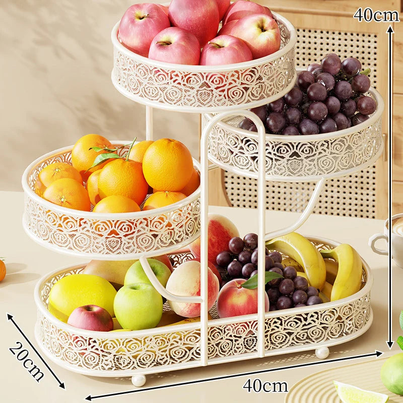 Fruit Stand Tiered Steel Space-Saving Open Design