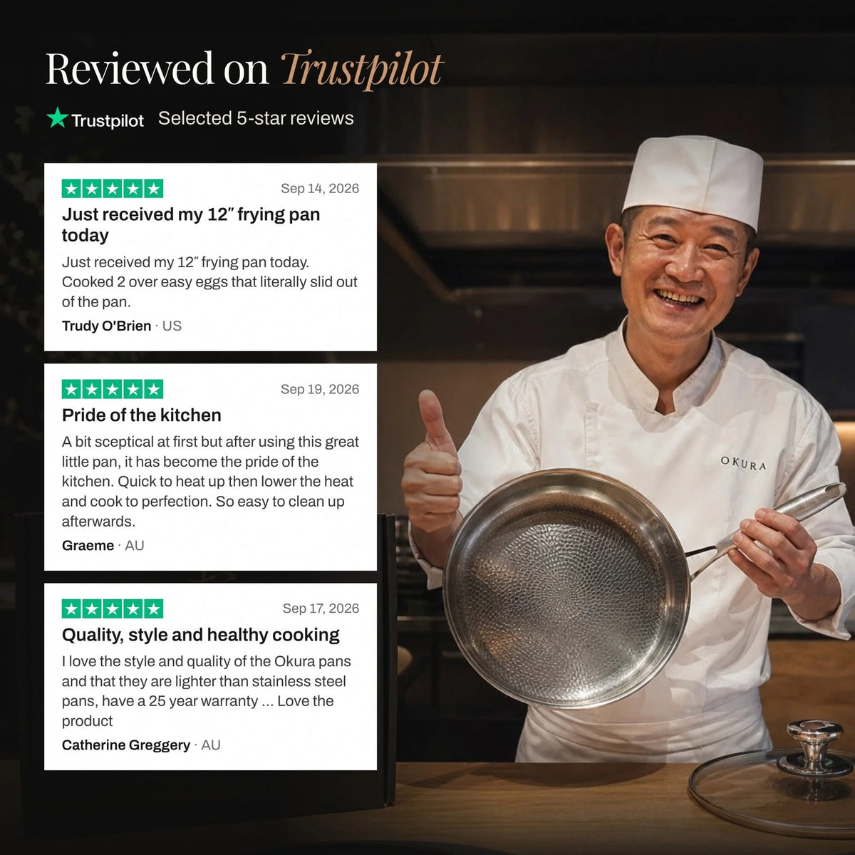 Frying Pan Hammered Titanium PFAS-Free Induction & Oven-Safe