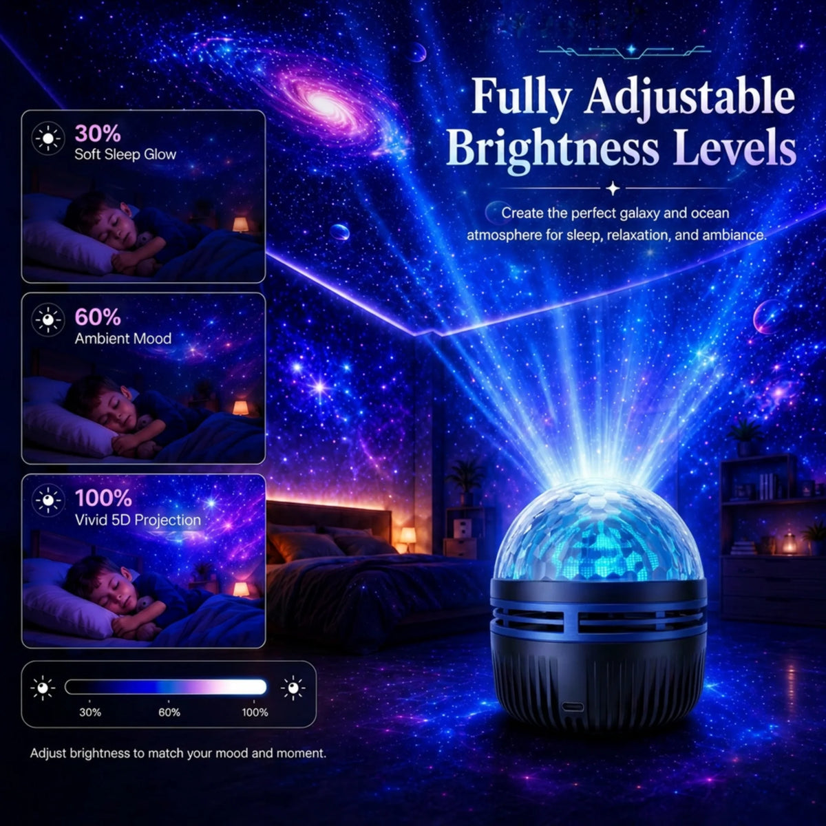 Galaxy Projector Light RGBW LED USB Powered Flexible Gooseneck