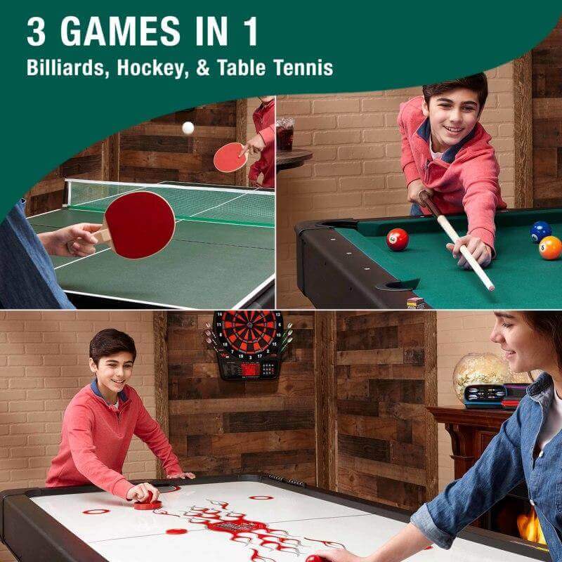 Game Table 3-in-1 Billiards Air Hockey & Table Tennis