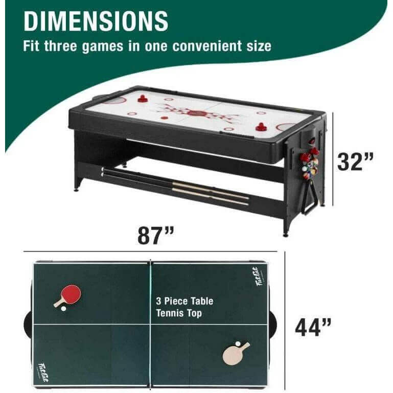 Game Table 3-in-1 Billiards Air Hockey & Table Tennis