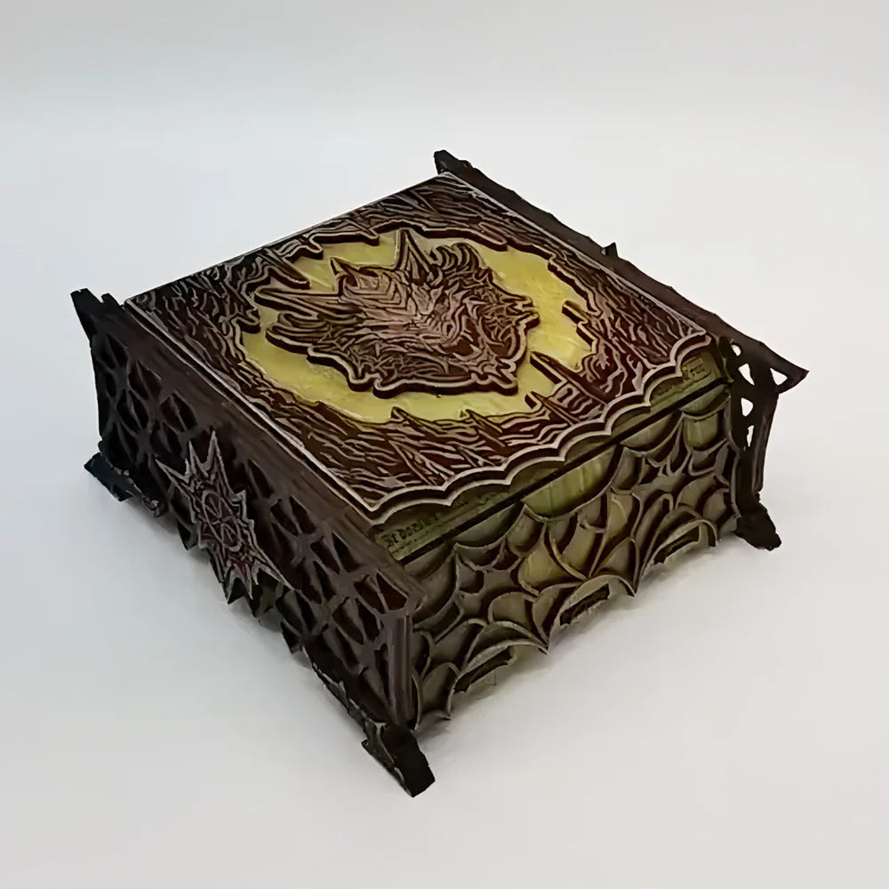 Gaming Keepsake Box Wood Laser-Cut Dragon Design