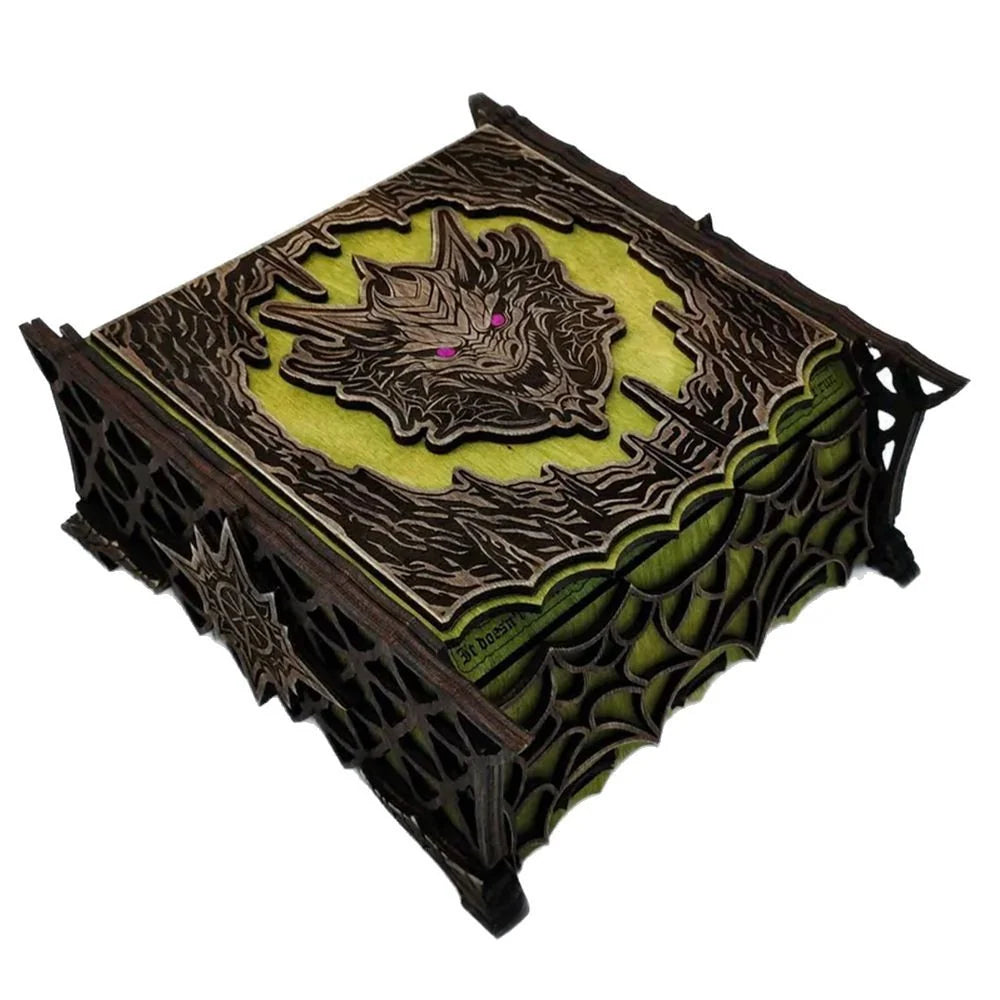 Gaming Keepsake Box Wood Laser-Cut Dragon Design