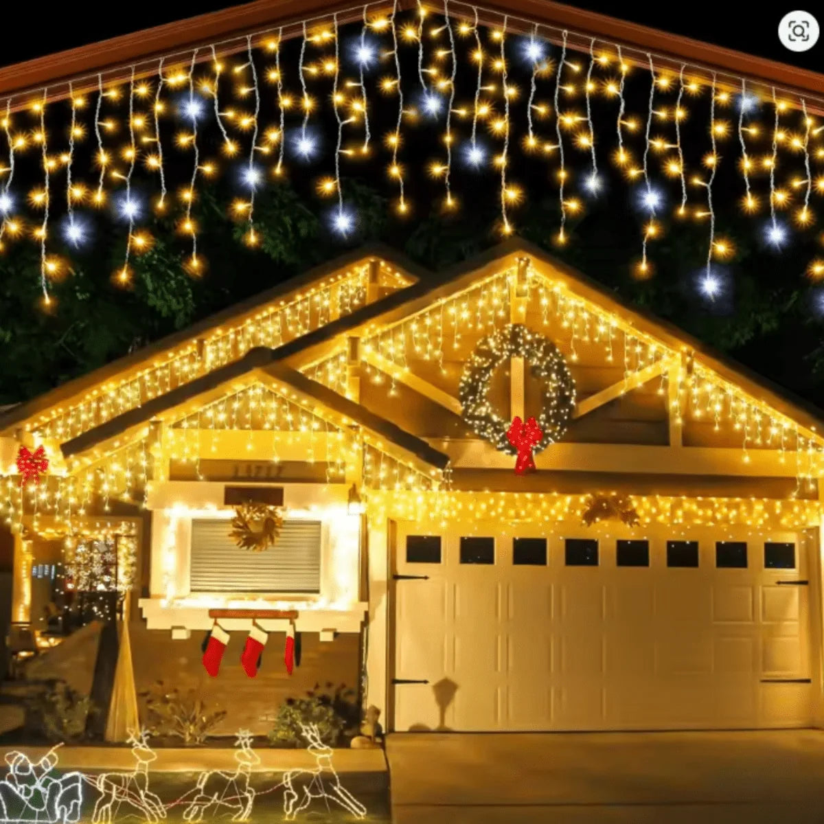 Garden Curtain Lights 96 Bright-White LEDs Weather-Resistant