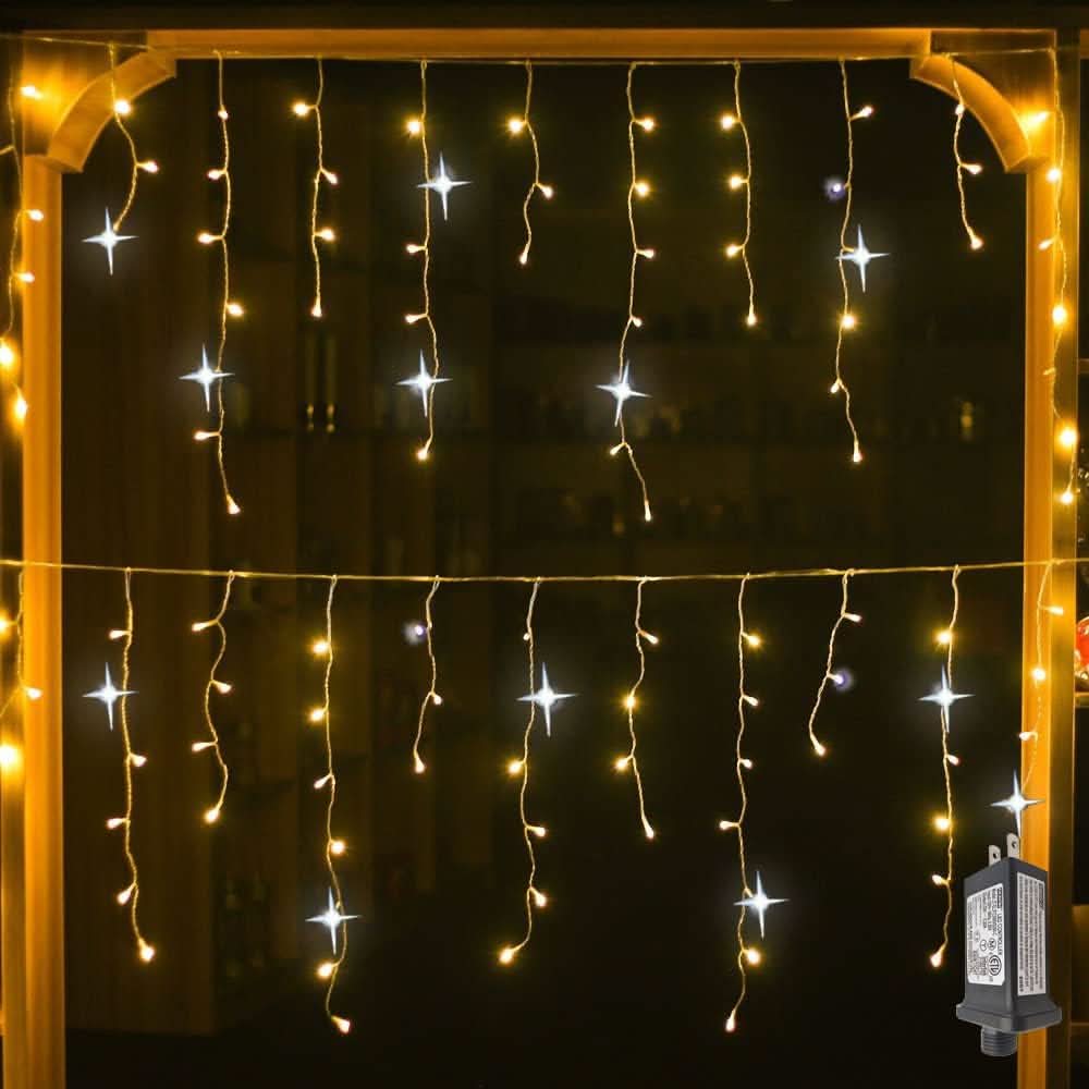 Garden Curtain Lights 96 Bright-White LEDs Weather-Resistant