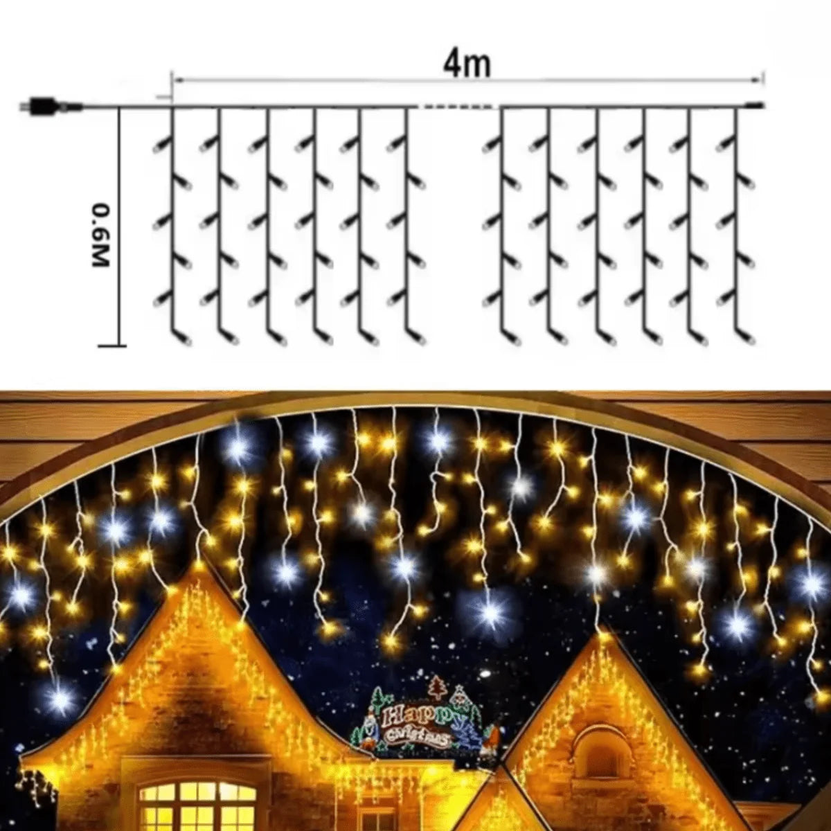 Garden Curtain Lights 96 Bright-White LEDs Weather-Resistant