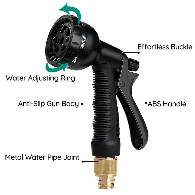 Garden Hose Expandable Kink-Resistant 8-Spray Nozzle