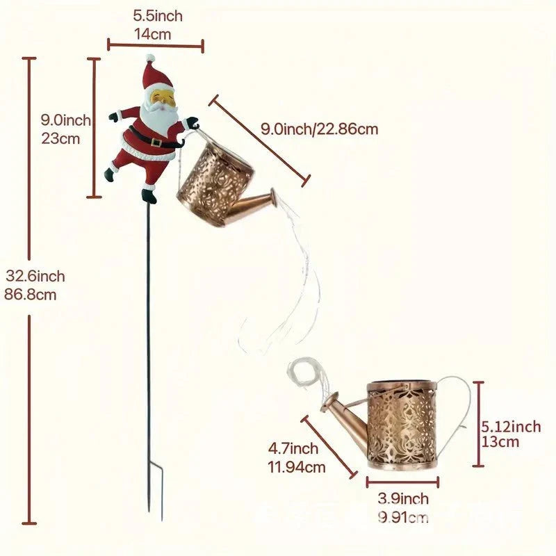 Garden Lantern Solar-Powered Santa Watering Can Design