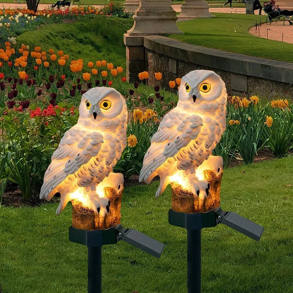 Garden Owl Light Solar Powered Warm White LED IP65 Waterproof