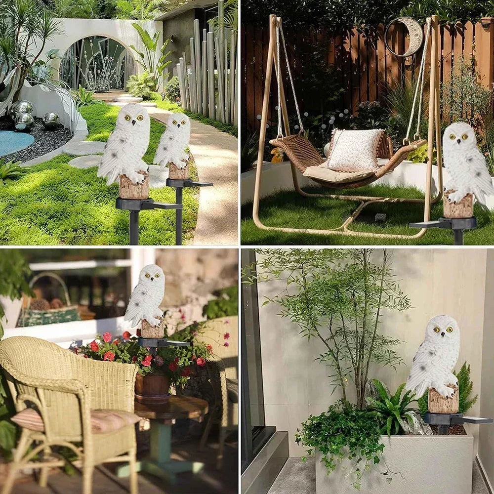 Garden Owl Light Solar Powered Warm White LED IP65 Waterproof