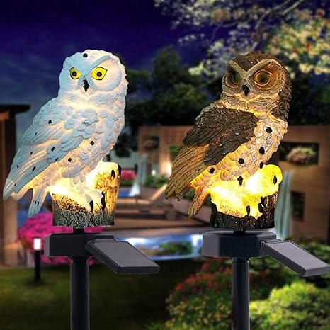 Garden Owl Light Solar Powered Warm White LED IP65 Waterproof
