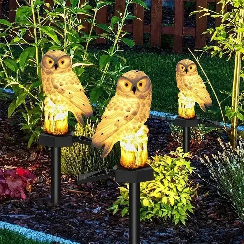 Garden Owl Light Solar Powered Warm White LED IP65 Waterproof