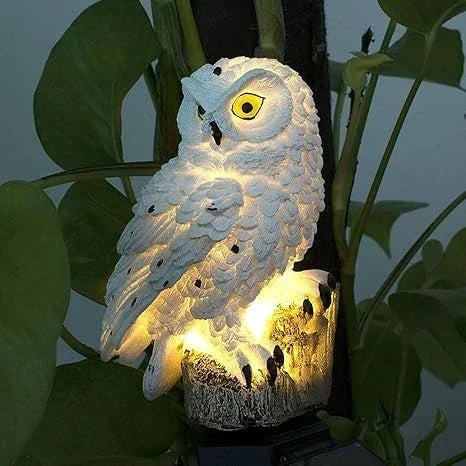 Garden Owl Light Solar Powered Warm White LED IP65 Waterproof