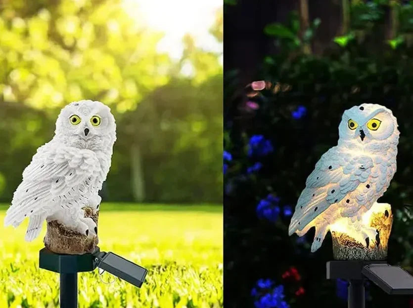 Garden Owl Light Solar Powered Warm White LED IP65 Waterproof