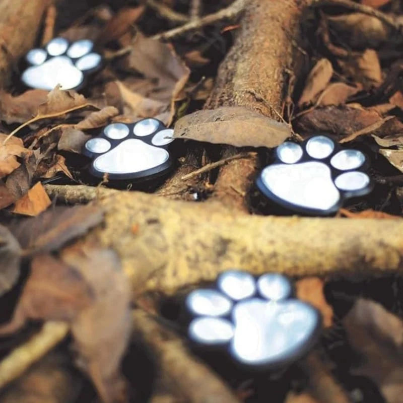 Garden Path Lights Paw Print Solar Automatic Dusk Sensor