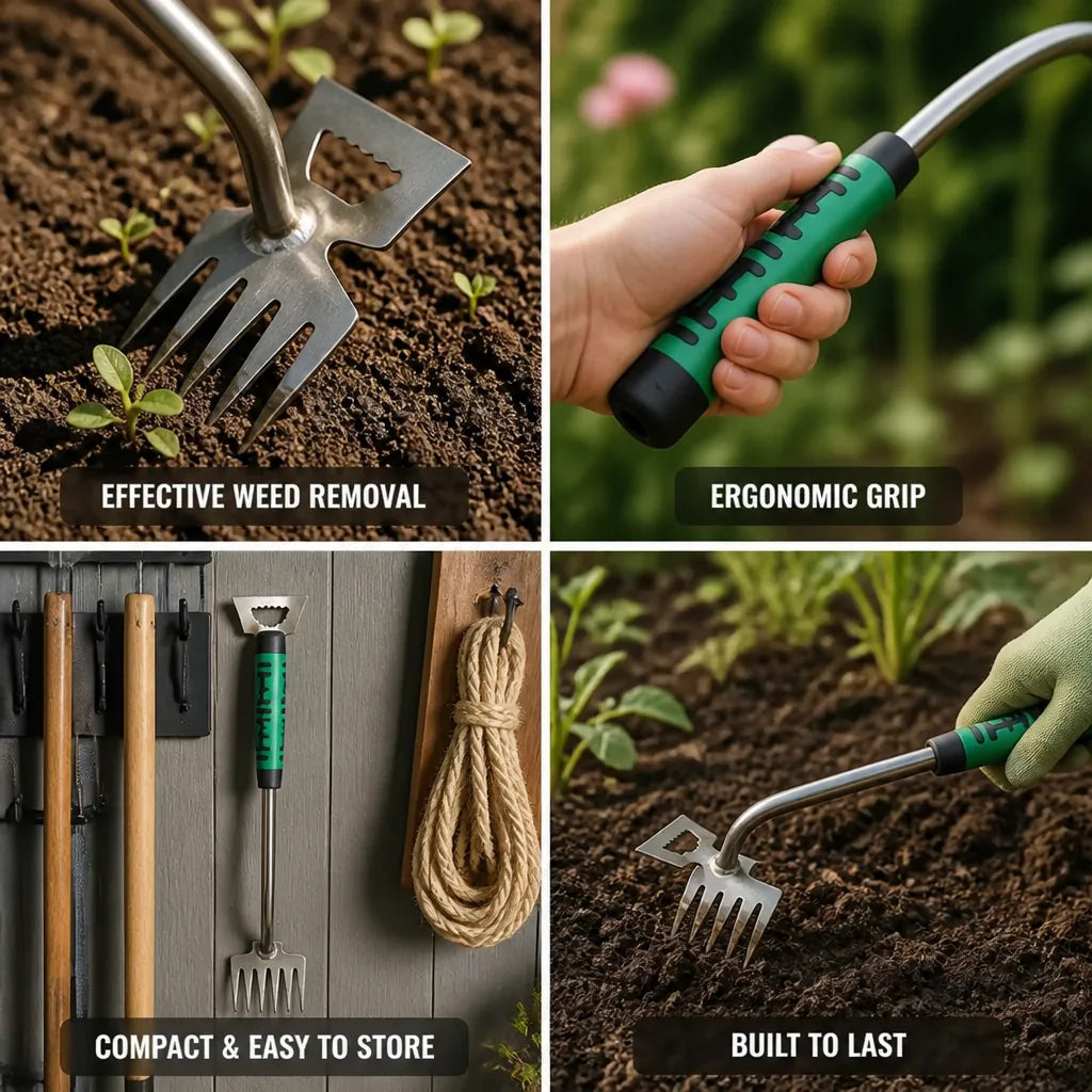 Garden Rake Steel Tines Ergonomic Non-Slip Handle Multiple Sizes