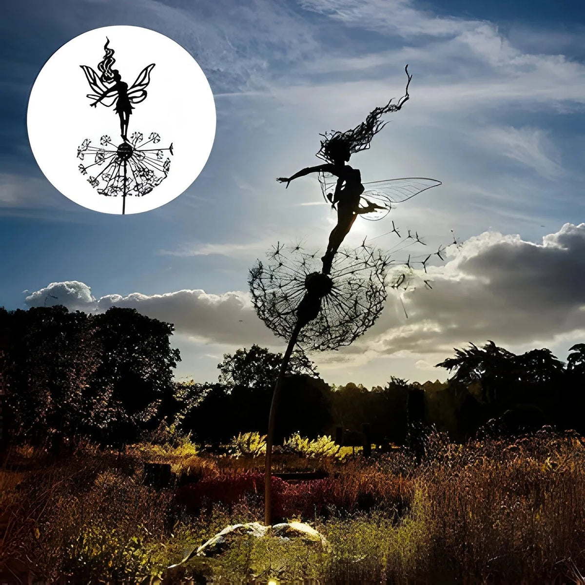 Garden Sculpture Fairy Silhouette Weather-Resistant Indoor & Outdoor