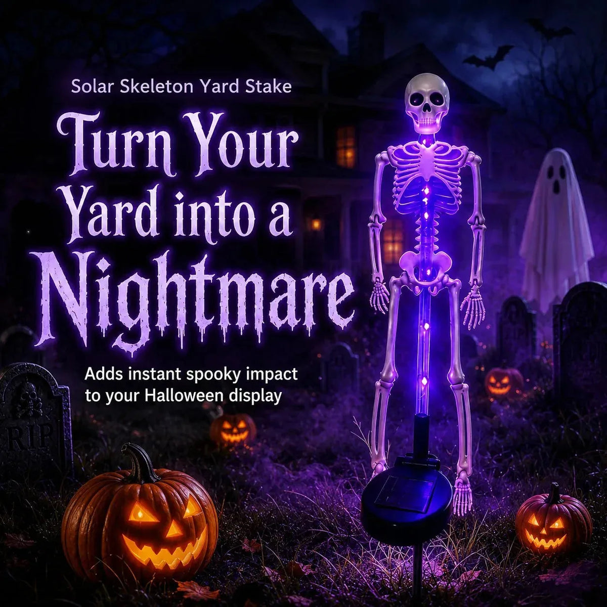 Garden Stake Light Solar-Powered Purple Skeleton Glow