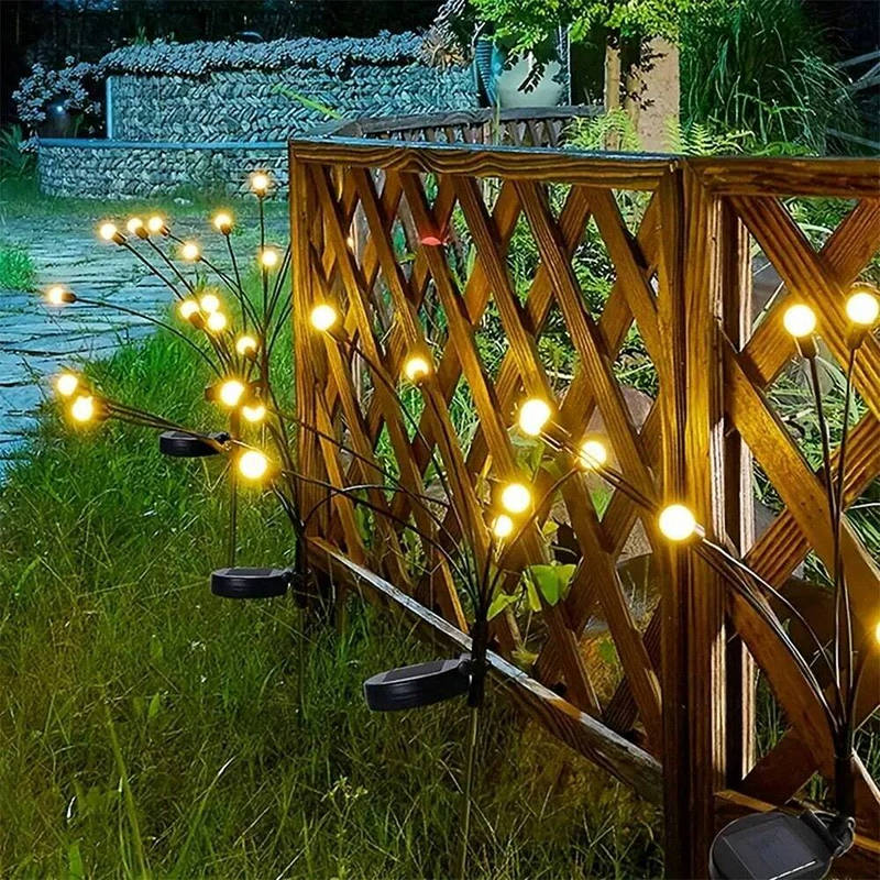 Garden Stake Lights Solar Firefly Effect 6-LED Stainless Steel