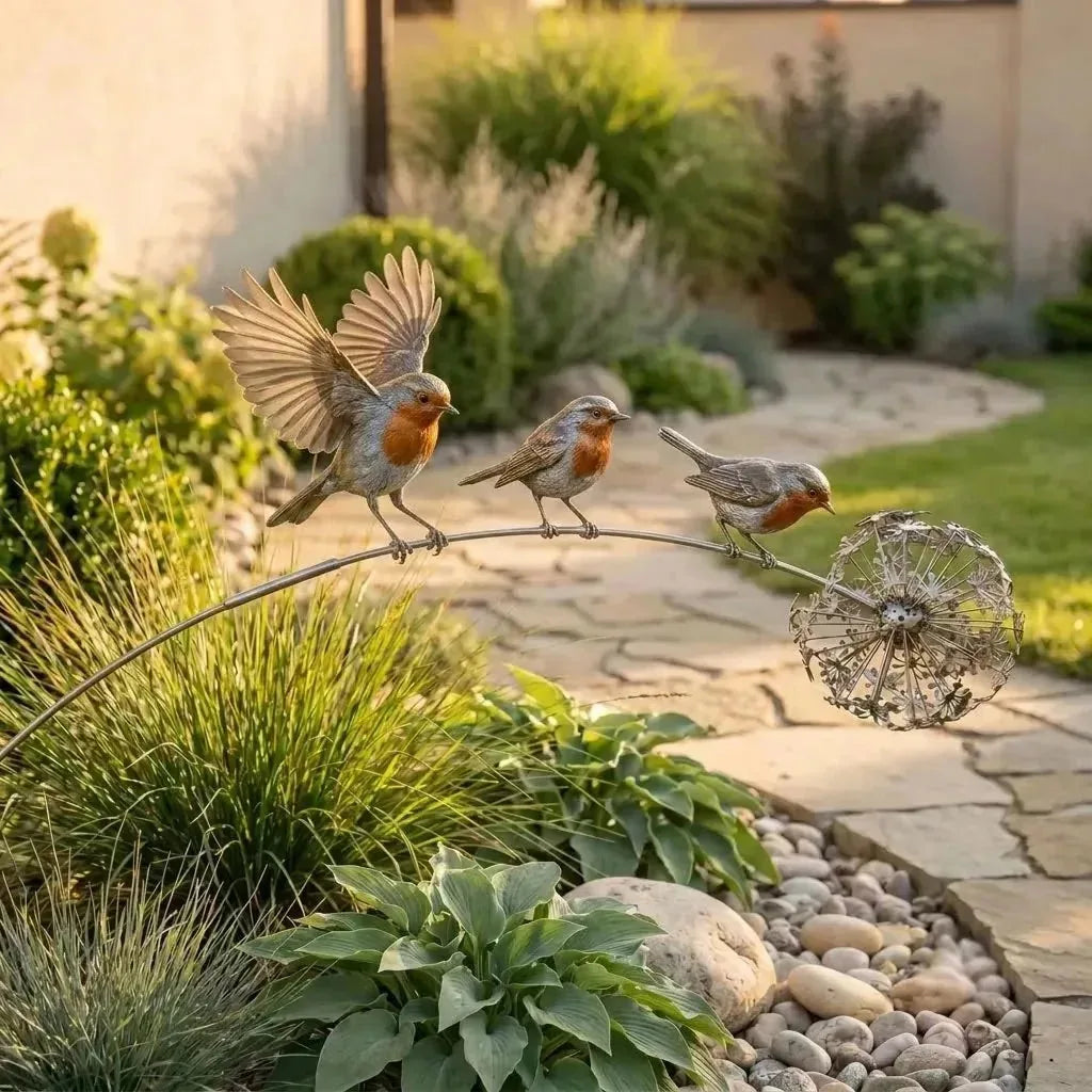 Garden Stake Three Robins Weather-Resistant Flexible Design