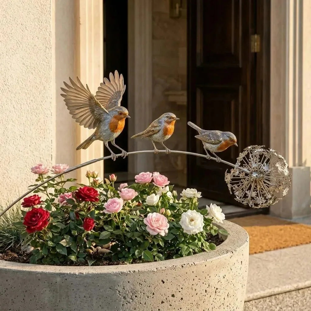 Garden Stake Three Robins Weather-Resistant Flexible Design