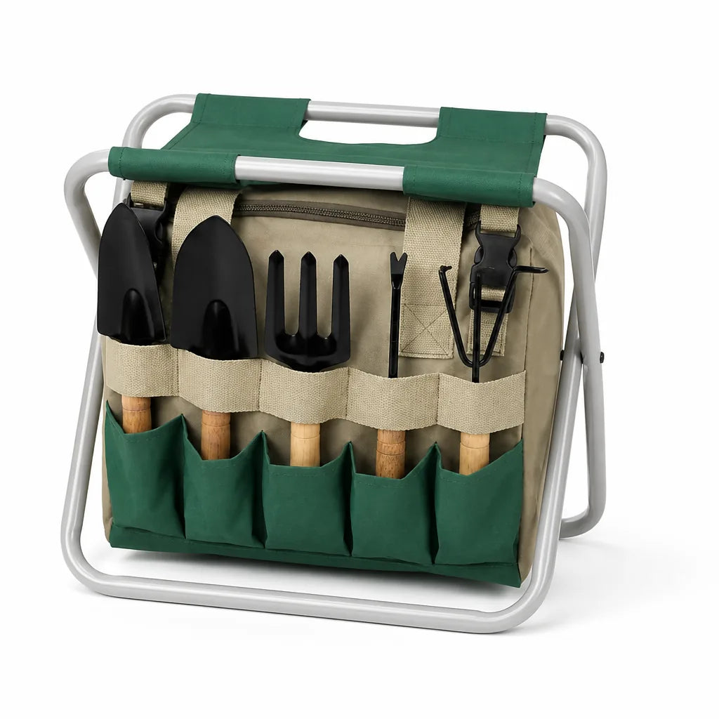 Garden Tool Set 8 Piece Stainless Steel Folding Stool