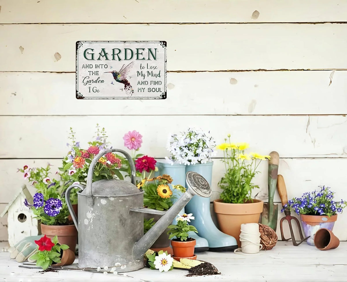 Garden Wall Sign Tin Weather-Resistant Pre-Drilled Holes