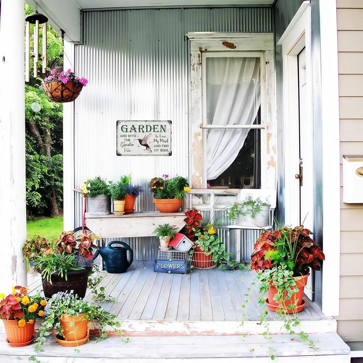 Garden Wall Sign Tin Weather-Resistant Pre-Drilled Holes