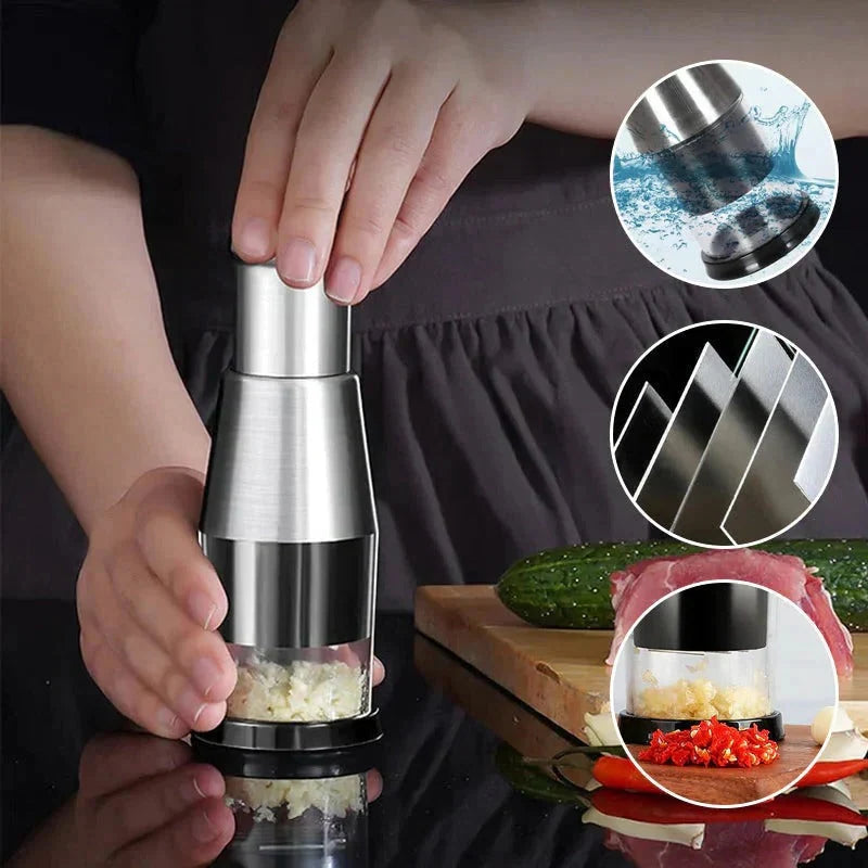 Garlic Chopper Stainless Steel Blades Fine & Coarse Chopping