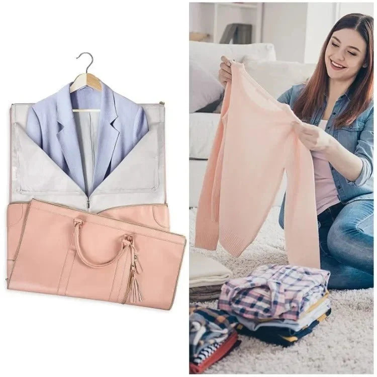 Garment Bag Foldable Overhead Bin Compatible Multiple Compartments