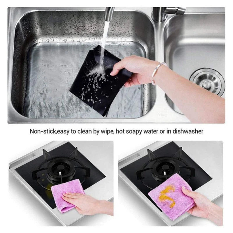 Gas Stove Burner Covers Trim-to-Fit Heat-Resistant Set of 4