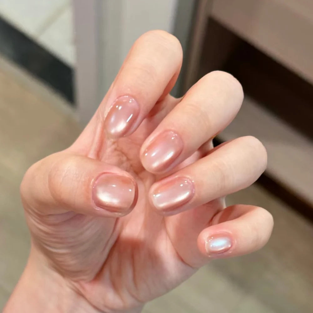 Gel Nail Enhancements Glossy Cat Eye Finish