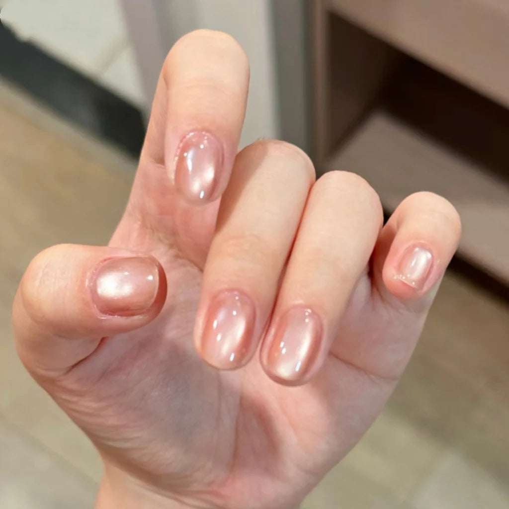 Gel Nail Enhancements Glossy Cat Eye Finish