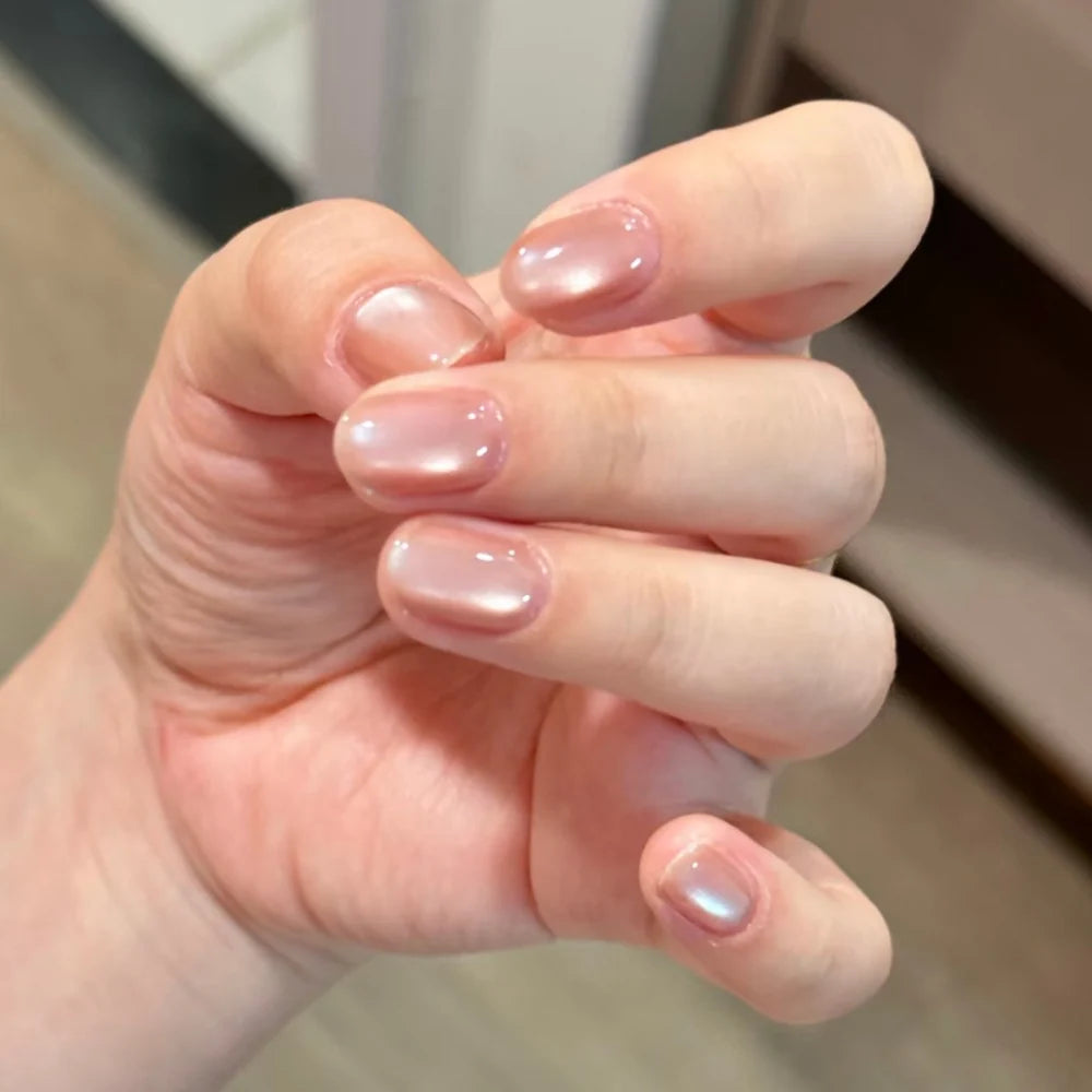Gel Nail Enhancements Glossy Cat Eye Finish