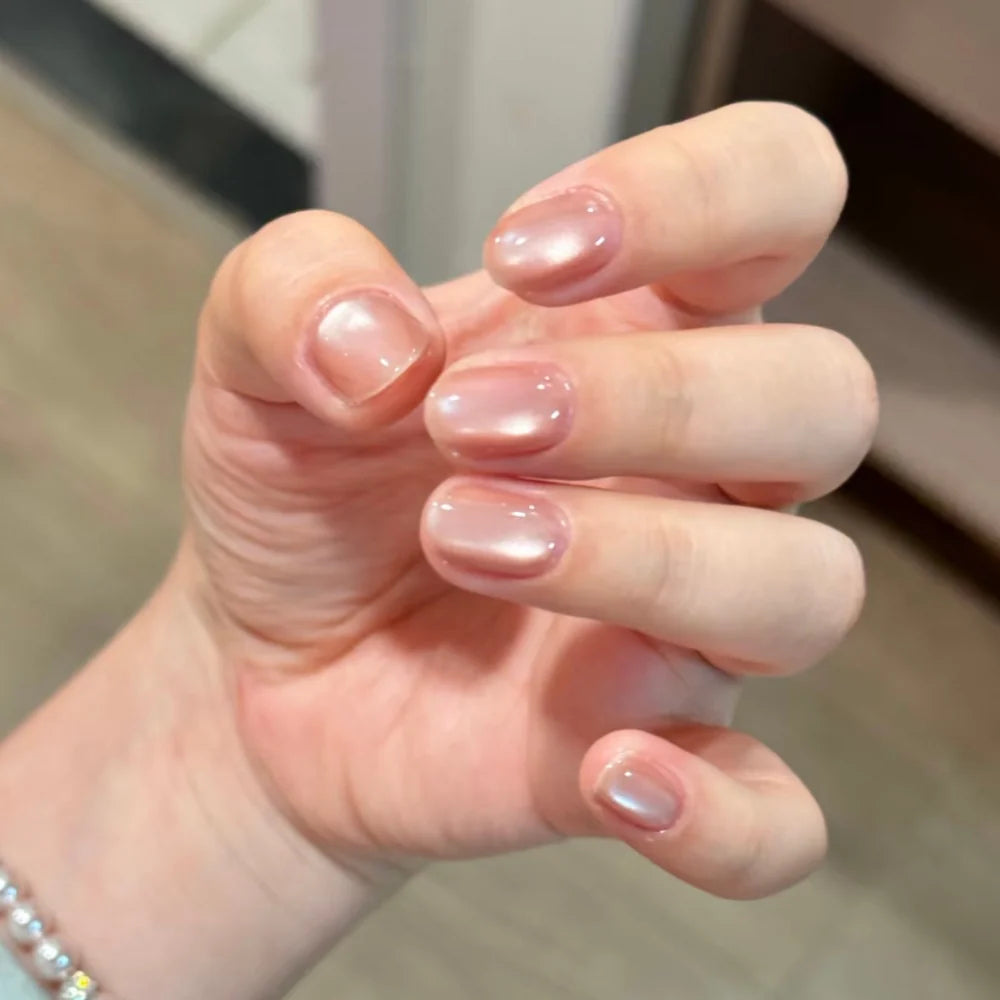 Gel Nail Enhancements Glossy Cat Eye Finish